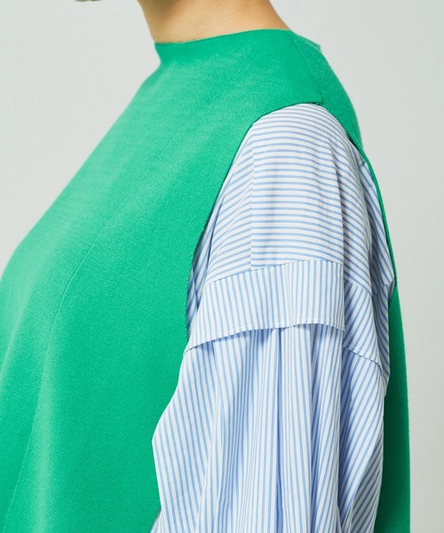 Lui's（ルイス）の「切替デザインダブルジャガードベスト（ベスト・レディース・グリーン/オフホワイト/ブラック・FREE）」の10枚目の写真