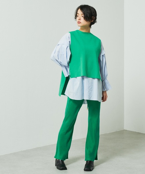 Lui's（ルイス）の「切替デザインダブルジャガードベスト（ベスト・レディース・グリーン/オフホワイト/ブラック・FREE）」の13枚目の写真
