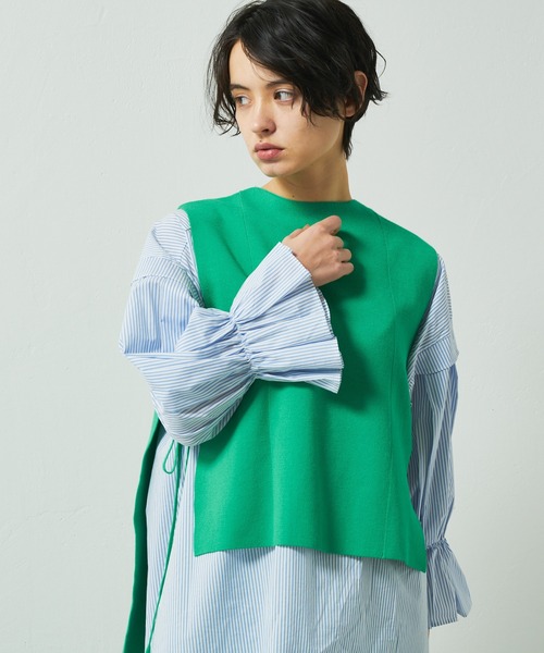 Lui's（ルイス）の「切替デザインダブルジャガードベスト（ベスト・レディース・グリーン/オフホワイト/ブラック・FREE）」の16枚目の写真