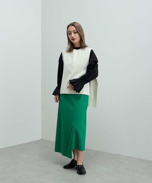 Lui's（ルイス）の「切替デザインダブルジャガードベスト（ベスト・レディース・グリーン/オフホワイト/ブラック・FREE）」の18枚目の写真