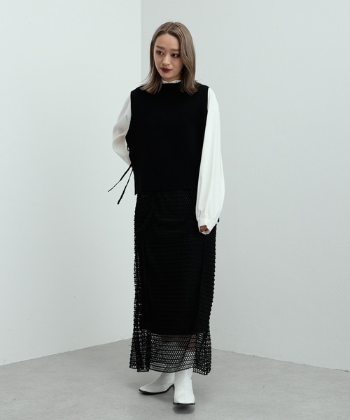 Lui's（ルイス）の「切替デザインダブルジャガードベスト（ベスト・レディース・グリーン/オフホワイト/ブラック・FREE）」の19枚目の写真