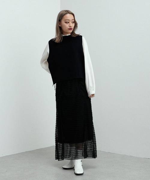 Lui's（ルイス）の「切替デザインダブルジャガードベスト（ベスト・レディース・グリーン/オフホワイト/ブラック・FREE）」の21枚目の写真