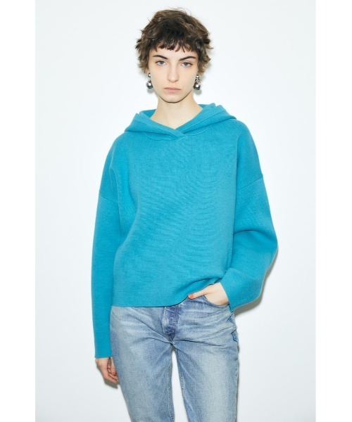 MOUSSY（マウジー）の「HOODIE KNIT トップス（ニット/セーター・レディース・ブラック/オフホワイト/ターコイズブルー・FREE）」の16枚目の写真