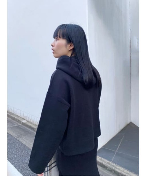 MOUSSY（マウジー）の「HOODIE KNIT トップス（ニット/セーター・レディース・ブラック/オフホワイト/ターコイズブルー・FREE）」の13枚目の写真