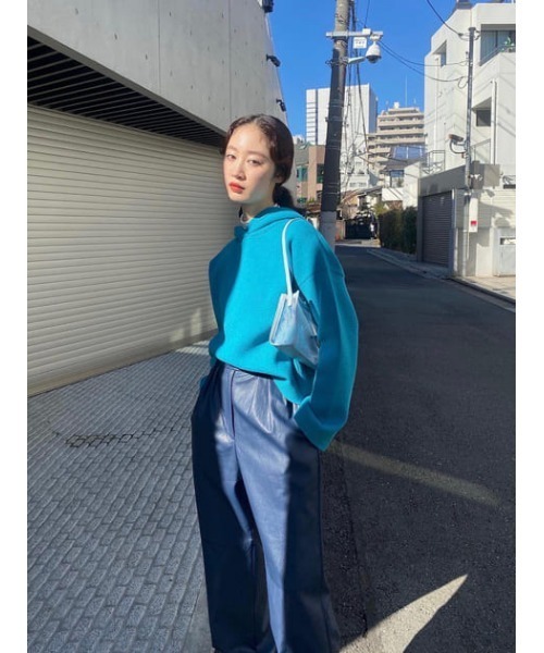 MOUSSY（マウジー）の「HOODIE KNIT トップス（ニット/セーター・レディース・ブラック/オフホワイト/ターコイズブルー・FREE）」の15枚目の写真