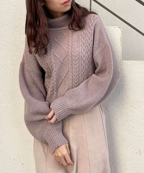 MAJESTIC LEGON(マジェスティックレゴン)の「ショートタートルニット(ニット/セーター・レディース・ブラック/ベージュ/グレー/アイボリー・MEDIUM)」の21枚目の写真