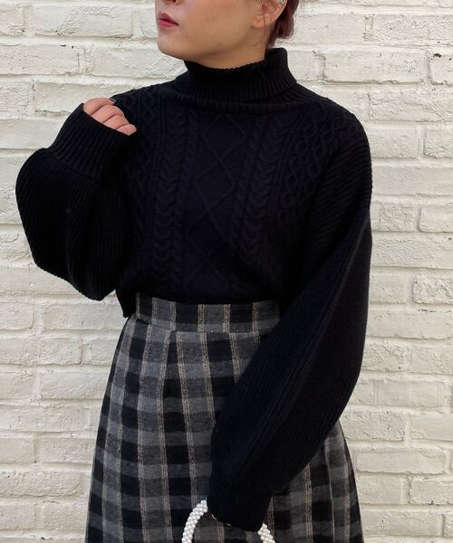 MAJESTIC LEGON(マジェスティックレゴン)の「ショートタートルニット(ニット/セーター・レディース・ブラック/ベージュ/グレー/アイボリー・MEDIUM)」の6枚目の写真