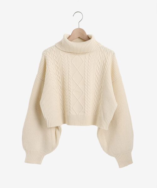 MAJESTIC LEGON(マジェスティックレゴン)の「ショートタートルニット(ニット/セーター・レディース・ブラック/ベージュ/グレー/アイボリー・MEDIUM)」の10枚目の写真