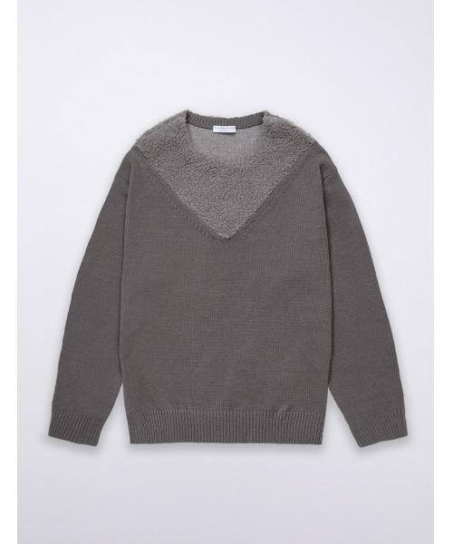 MR.GENTLEMAN(ミスタージェントルマン)の「BOA COLLAR KNIT(ニット/セーター・メンズ・ベージュ/グレー/オリーブ・SMALL/MEDIUM/LARGE)」の2枚目の写真