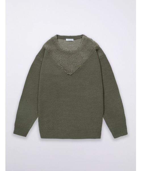 MR.GENTLEMAN(ミスタージェントルマン)の「BOA COLLAR KNIT(ニット/セーター・メンズ・ベージュ/グレー/オリーブ・SMALL/MEDIUM/LARGE)」の3枚目の写真