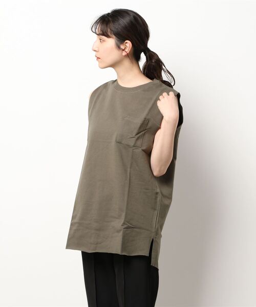NO WAY(ノーウェイ)の「/RDS/ポケット付き カットオフ ノースリーブカットソー(Tシャツ/カットソー・レディース・ベージュ/カーキ/ネイビー/オフホワイト/ブラック・LARGE/MEDIUM)」の9枚目の写真