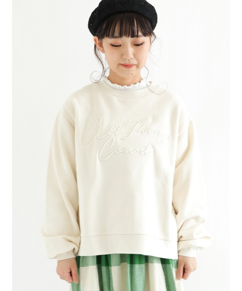 Samansa Mos2（サマンサ モスモス）の「裏起毛コード刺繍スウェット（スウェット・レディース・イエロー/キナリ/グリーン/ブラック/ブルー/ベージュ・ﾌﾘ-）」の2枚目の写真