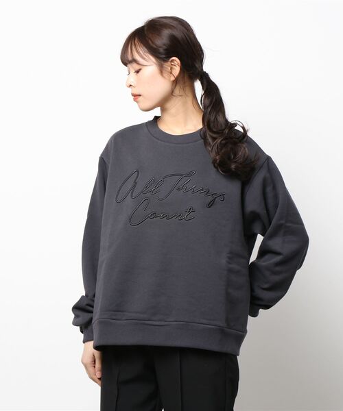 Samansa Mos2（サマンサ モスモス）の「裏起毛コード刺繍スウェット（スウェット・レディース・イエロー/キナリ/グリーン/ブラック/ブルー/ベージュ・ﾌﾘ-）」の12枚目の写真