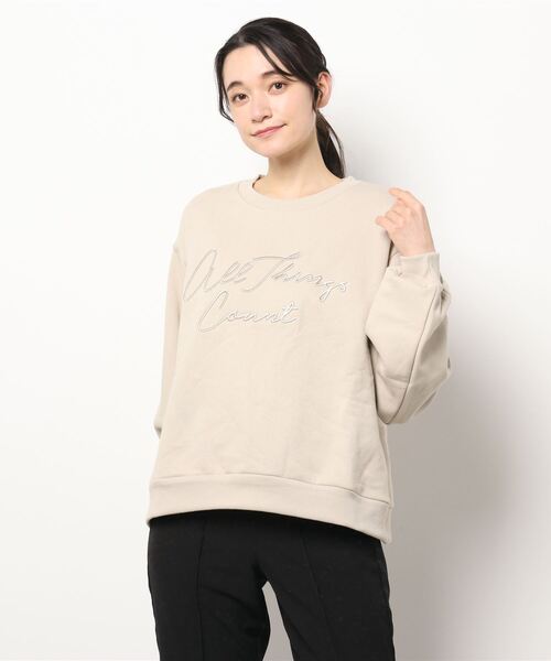 Samansa Mos2（サマンサ モスモス）の「裏起毛コード刺繍スウェット（スウェット・レディース・イエロー/キナリ/グリーン/ブラック/ブルー/ベージュ・ﾌﾘ-）」の13枚目の写真