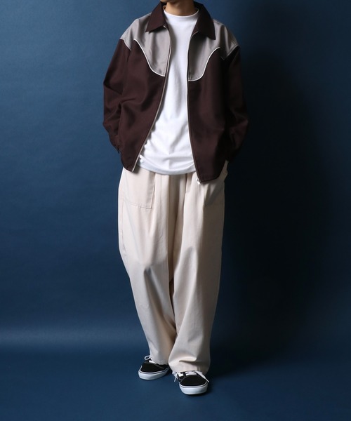 セール】Twill Fabric Oversized Western Shirt Jacket/ツイル