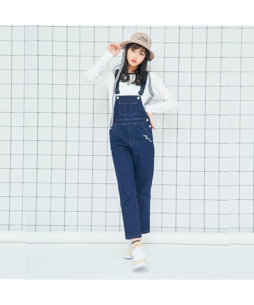 algy（アルジー）の「ガーリーロゴサロペ（サロペット/オーバーオール・キッズ・インディゴブルー/アイボリー・SMALL/XX-SMALL/MEDIUM/X-SMALL/XXX-SMALL）」の8枚目の写真