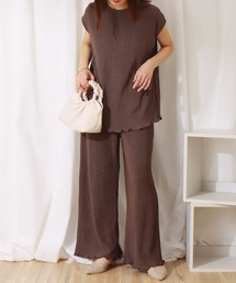 libelle more | 楊柳プリーツスムース　 トップス+パンツセット(セットアップ)