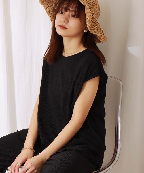 libelle more(リベル モア)の「楊柳プリーツスムース トップス+パンツセット(セットアップ・レディース・ブラック/ブラウン/ライトカーキ/グレイッシュベージュ・M/L)」の11枚目の写真