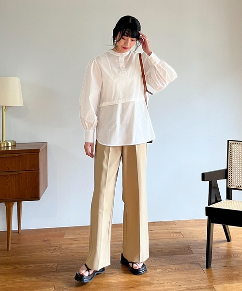 EPIMI E'PIMMY（エピミエピミー）の「2Wayバンドカラーブラウス（シャツ/ブラウス・レディース・ブラック/ベージュ/オフホワイト・MEDIUM）」の11枚目の写真