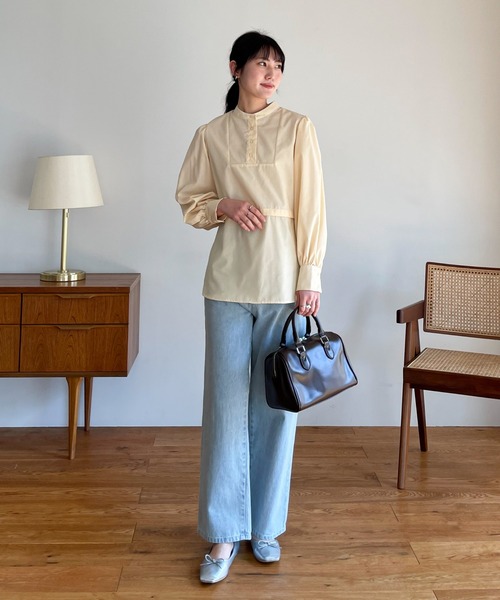 EPIMI E'PIMMY（エピミエピミー）の「2Wayバンドカラーブラウス（シャツ/ブラウス・レディース・ブラック/ベージュ/オフホワイト・MEDIUM）」の21枚目の写真