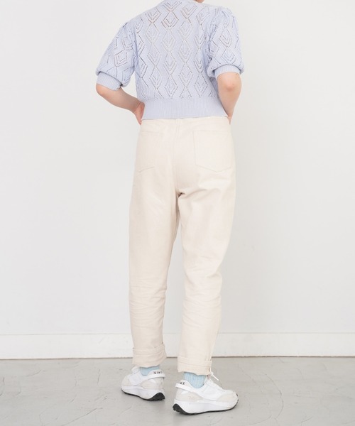 omom sot（オムオムソット）の「ニット カーディガン 透かし編み omom sot（カーディガン/ボレロ・レディース・ホワイト/サックスブルー/オレンジ・M）」の7枚目の写真