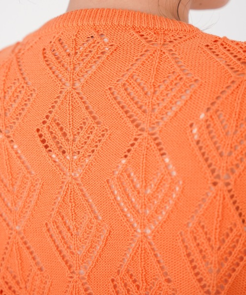 omom sot（オムオムソット）の「ニット カーディガン 透かし編み omom sot（カーディガン/ボレロ・レディース・ホワイト/サックスブルー/オレンジ・M）」の10枚目の写真