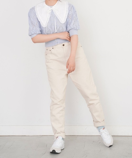 omom sot（オムオムソット）の「ニット カーディガン 透かし編み omom sot（カーディガン/ボレロ・レディース・ホワイト/サックスブルー/オレンジ・M）」の15枚目の写真