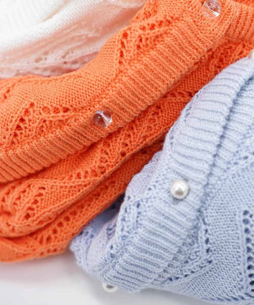 omom sot（オムオムソット）の「ニット カーディガン 透かし編み omom sot（カーディガン/ボレロ・レディース・ホワイト/サックスブルー/オレンジ・M）」の14枚目の写真