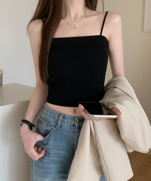 by muni:r（バイ ムニール）の「カップ付ベーシックキャミソール（キャミソール・レディース・ストライプ/ブラック/ホワイト/ベージュ・FREE）」の5枚目の写真