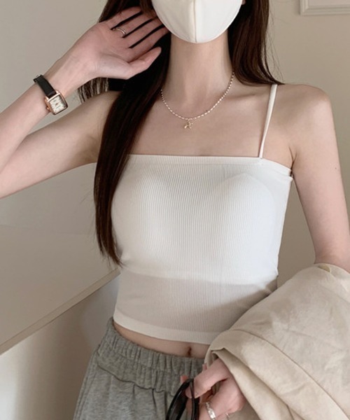 by muni:r（バイ ムニール）の「カップ付ベーシックキャミソール（キャミソール・レディース・ストライプ/ブラック/ホワイト/ベージュ・FREE）」の20枚目の写真