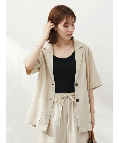 Green　Parks（グリーンパークス）の「ベルギーリネン混 ジャケット（テーラードジャケット・レディース・ダークグレー/ライトベージュ/ブラウン系その他4・FREE）」の21枚目の写真