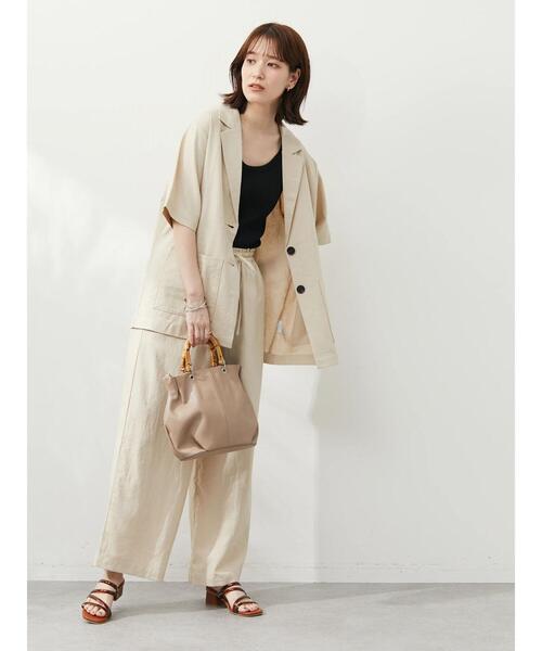 Green　Parks（グリーンパークス）の「ベルギーリネン混 ジャケット（テーラードジャケット・レディース・ダークグレー/ライトベージュ/ブラウン系その他4・FREE）」の6枚目の写真