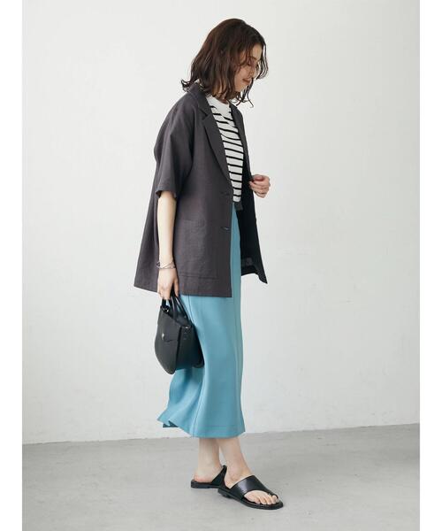 Green　Parks（グリーンパークス）の「ベルギーリネン混 ジャケット（テーラードジャケット・レディース・ダークグレー/ライトベージュ/ブラウン系その他4・FREE）」の16枚目の写真