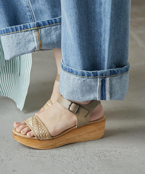 Fashion Letter(ファッションレター)の「日本製ゴムストラップデザインウェッジサンダル 痛くないサンダル(サンダル・レディース・ブラック/ホワイト/ベージュ/ライトグリーン・S/M/L/LL)」の16枚目の写真