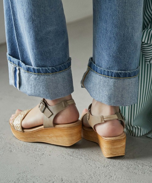 Fashion Letter(ファッションレター)の「日本製ゴムストラップデザインウェッジサンダル 痛くないサンダル(サンダル・レディース・ブラック/ホワイト/ベージュ/ライトグリーン・S/M/L/LL)」の13枚目の写真