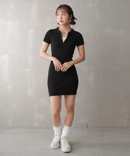 完売品♡Randy ブラック ハーフスリーブ ミニワンピース Sサイズ Randy
