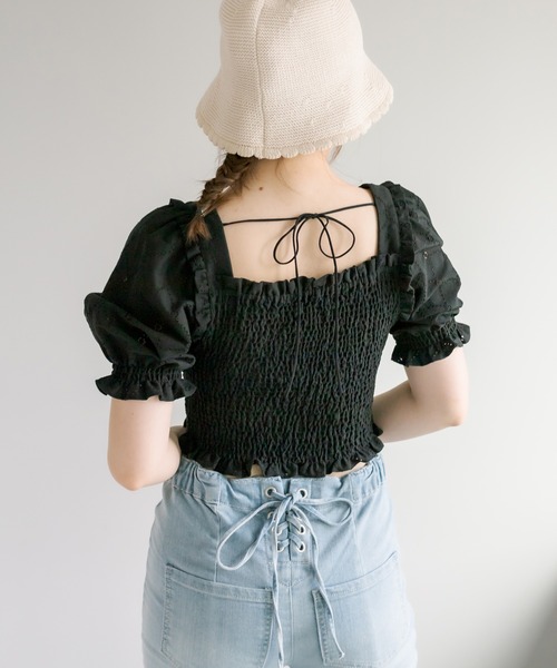 OLIVE des OLIVE（オリーブデオリーブ）の「バックリボンシャーリングブラウス（シャツ/ブラウス・レディース・ブラック/オフホワイト/ブルー・FREE）」の12枚目の写真