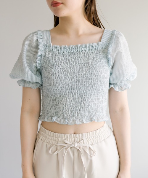 OLIVE des OLIVE（オリーブデオリーブ）の「バックリボンシャーリングブラウス（シャツ/ブラウス・レディース・ブラック/オフホワイト/ブルー・FREE）」の14枚目の写真