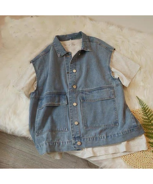 SpRay（スプレイ）の「デニムＢＩＧベスト（ベスト・レディース・ブラック/ブルー・FREE）」の4枚目の写真