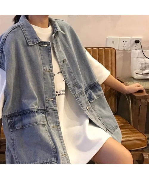 SpRay（スプレイ）の「デニムＢＩＧベスト（ベスト・レディース・ブラック/ブルー・FREE）」の3枚目の写真