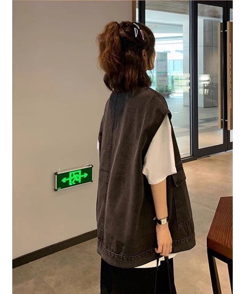 SpRay（スプレイ）の「デニムＢＩＧベスト（ベスト・レディース・ブラック/ブルー・FREE）」の5枚目の写真