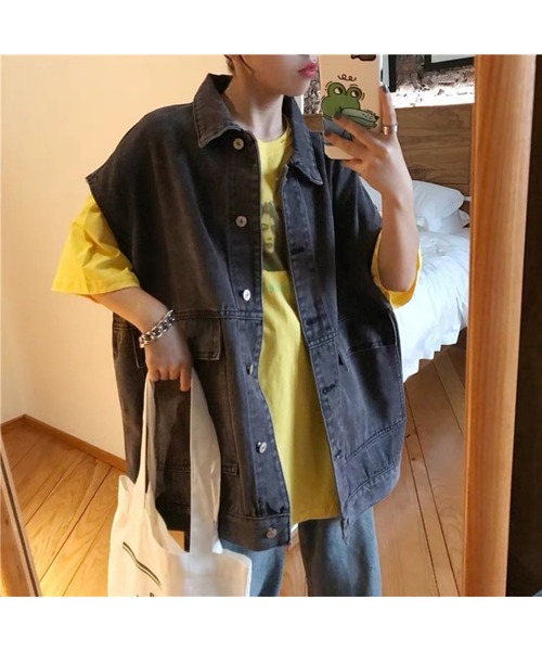 SpRay（スプレイ）の「デニムＢＩＧベスト（ベスト・レディース・ブラック/ブルー・FREE）」の14枚目の写真