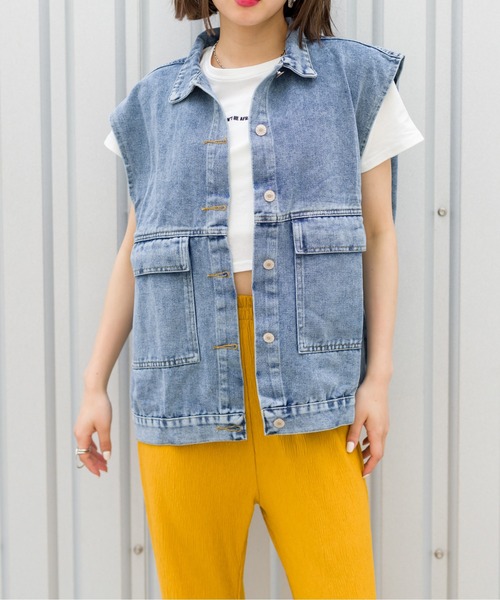 SpRay（スプレイ）の「デニムＢＩＧベスト（ベスト・レディース・ブラック/ブルー・FREE）」の17枚目の写真