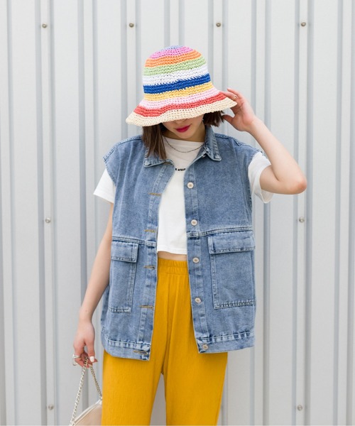 SpRay（スプレイ）の「デニムＢＩＧベスト（ベスト・レディース・ブラック/ブルー・FREE）」の16枚目の写真