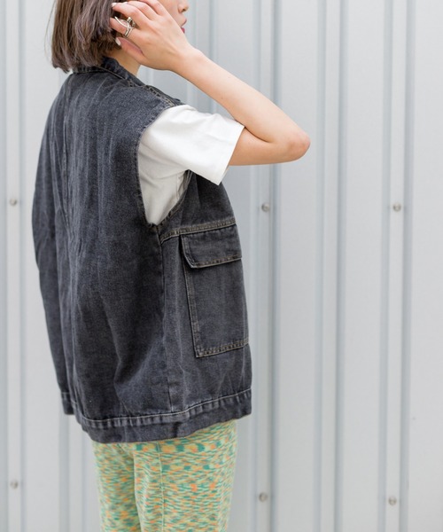SpRay（スプレイ）の「デニムＢＩＧベスト（ベスト・レディース・ブラック/ブルー・FREE）」の22枚目の写真