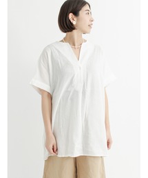 Lugnoncure | 麻レーヨンノーカラーブラウス(シャツ/ブラウス)