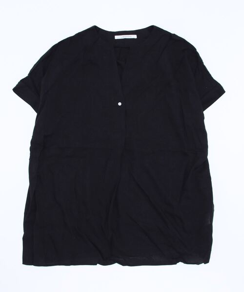 Lugnoncure（ルノンキュール）の「麻レーヨンノーカラーブラウス（シャツ/ブラウス・レディース・ブラック/オフホワイト/カーキ/オレンジ・ﾌﾘ-）」の13枚目の写真