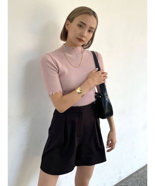 EMODA（エモダ）の「クラッシュショートリブニット（ニット/セーター・レディース・ホワイト/ブラック/ブラウン/ピンク/ブルー・FREE）」の9枚目の写真