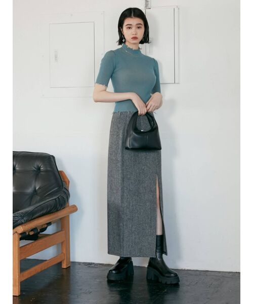 EMODA（エモダ）の「クラッシュショートリブニット（ニット/セーター・レディース・ホワイト/ブラック/ブラウン/ピンク/ブルー・FREE）」の6枚目の写真