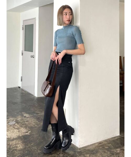 EMODA（エモダ）の「クラッシュショートリブニット（ニット/セーター・レディース・ホワイト/ブラック/ブラウン/ピンク/ブルー・FREE）」の18枚目の写真